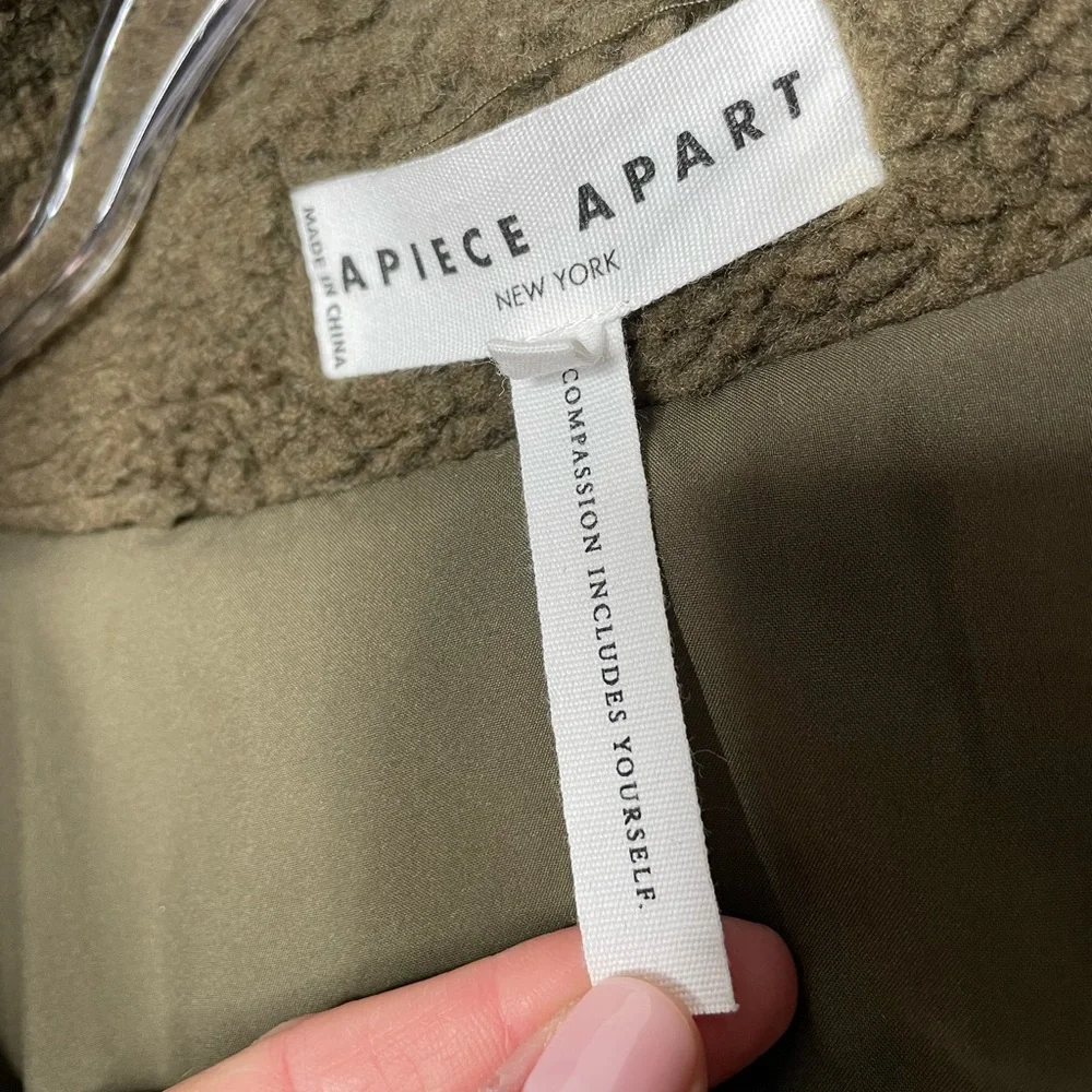 Apiece Apart | Campania Olive Green Faux Fur Bomber Jacket 6 - Picture 8 of 8